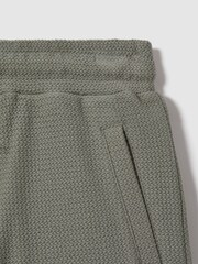 Reiss Pistachio Hester Senior Textured Cotton Drawstring Shorts - Image 3 of 3
