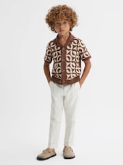 Reiss Tobacco Frenchie 9-13 yrs Knitted Cuban Collar Shirt - Image 1 of 6