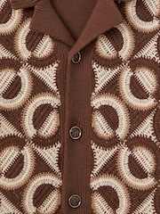 Reiss Tobacco Frenchie 9-13 yrs Knitted Cuban Collar Shirt - Image 6 of 6
