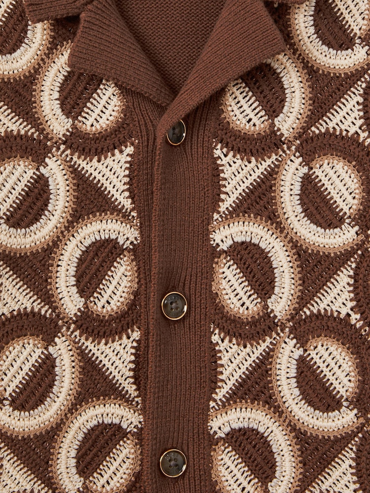 Reiss Tobacco Frenchie 9-13 yrs Knitted Cuban Collar Shirt - Image 6 of 6