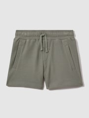 Reiss Pistachio Hester 3-9 yrs Textured Cotton Drawstring Shorts - Image 1 of 3
