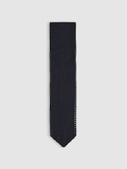 Reiss Navy Punto Silk Knitted Tie - Image 1 of 5