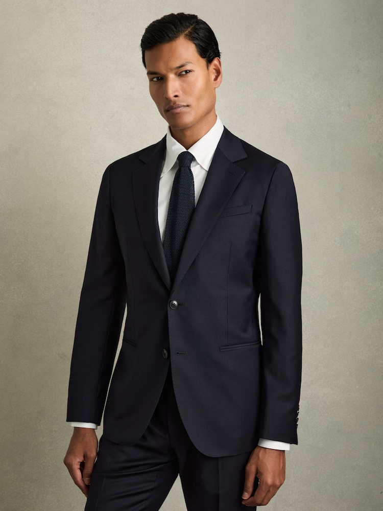 Reiss Navy Punto Silk Knitted Tie - Image 2 of 5
