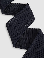Reiss Navy Punto Silk Knitted Tie - Image 3 of 5