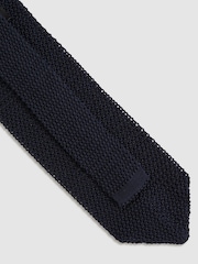 Reiss Navy Punto Silk Knitted Tie - Image 4 of 5