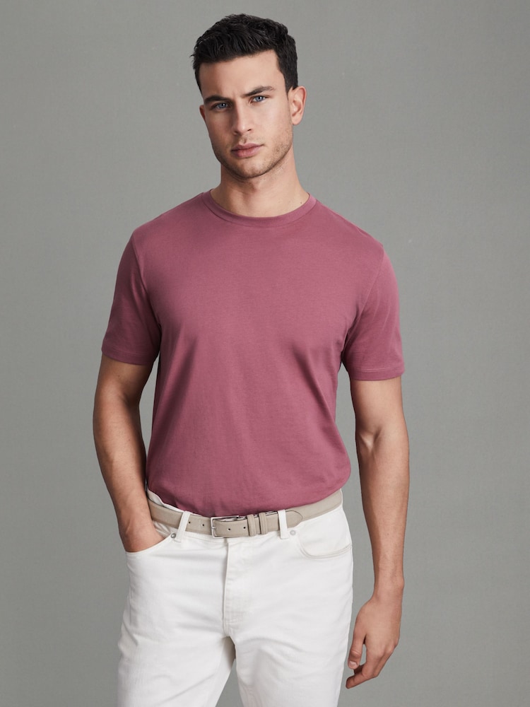 Reiss Old Rose Bless Cotton Crew Neck T-Shirt - Image 1 of 5