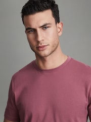 Reiss Old Rose Bless Cotton Crew Neck T-Shirt - Image 4 of 5
