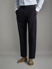 Pantalones holgados de mezcla de lino y algodón con cintura elástica Pact de Reiss - Imagen 1 de 6