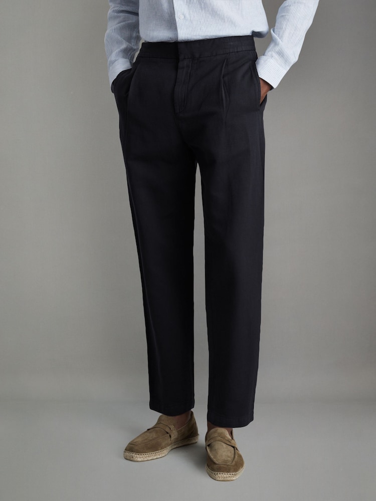 Pantalones holgados de mezcla de lino y algodón con cintura elástica Pact de Reiss - Imagen 1 de 6