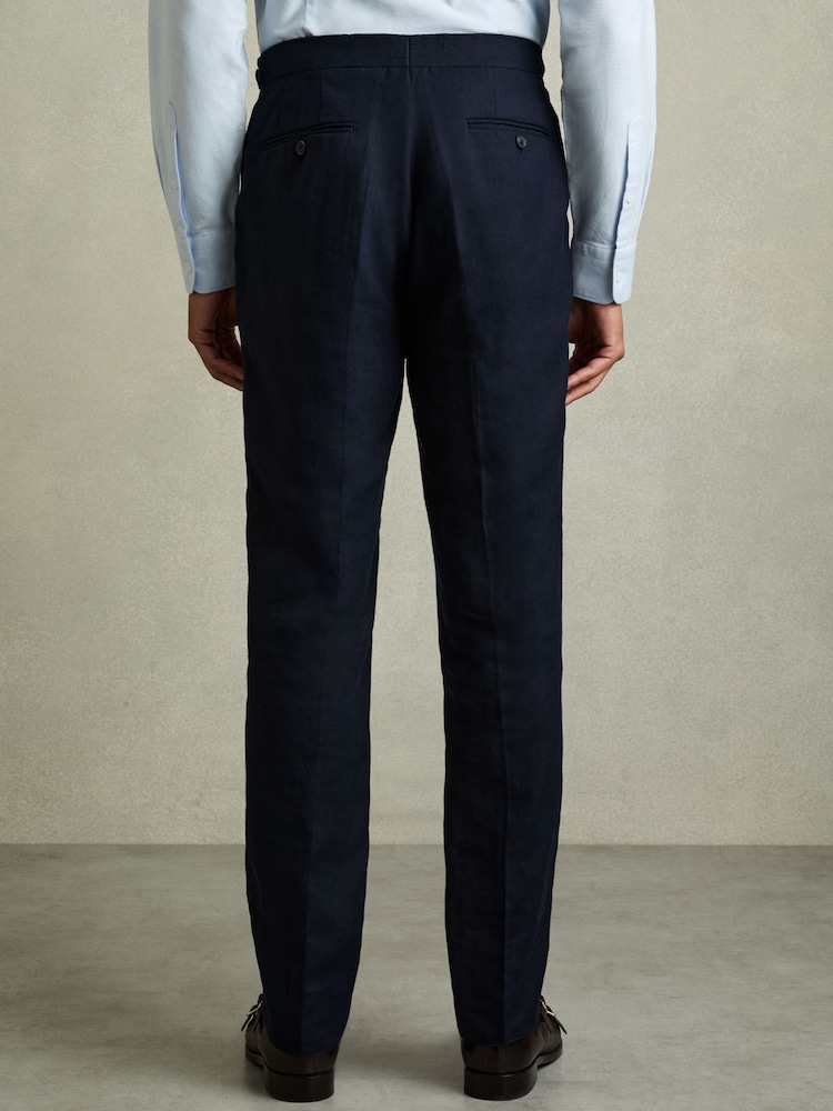 marine - Pantalon REISS Kin Slim en lin - Image 6 of 8