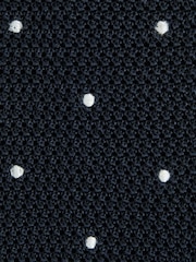 Reiss Navy Punto Spot Silk Knitted Pin-Dot Tie - Image 5 of 5