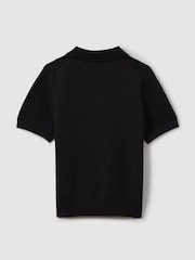 Reiss Navy Pascoe 3-9 yrs Textured Modal Blend Polo Shirt - Image 2 of 3
