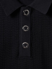 Reiss Navy Pascoe 3-9 yrs Textured Modal Blend Polo Shirt - Image 3 of 3