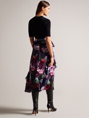 Ted Baker Black Rowana Fitted Knit Bodice Dress With Ruffle Skirt - Image 2 of 6