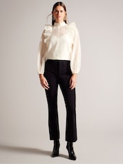 Ted Baker Nude Knit Rib Collar Aubreei Blouse with Balloon Sleeves - Image 3 of 6