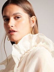 Ted Baker Nude Knit Rib Collar Aubreei Blouse with Balloon Sleeves - Image 4 of 6
