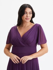 Пурпурный - Платье макси с рукавами клеш Scarlett & Jo Curve - Image 4 of 5