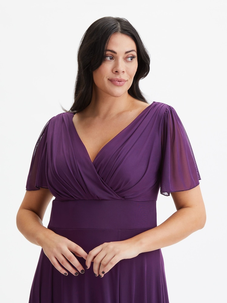 Scarlett & Jo Purple Curve Angel Sleeve Maxi Dress - Image 4 of 5