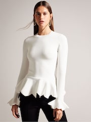 Ted Baker Cream Fitted Lillyyy Blouse With Peplum - Image 1 of 6