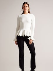 Ted Baker Cream Fitted Lillyyy Blouse With Peplum - Image 3 of 6