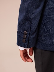Navy Snake Skin Velvet Jacket (3-16yrs) - Image 4 of 9