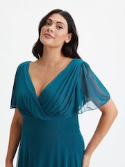 Сине-зеленый - Платье макси с рукавами клеш Scarlett & Jo Curve - Image 2 of 4