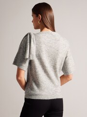 Ted Baker Grey Teebow Statement Bow T-Shirt - Image 2 of 6