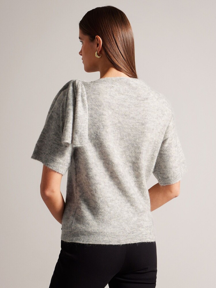 Ted Baker Grey Teebow Statement Bow T-Shirt - Image 2 of 6