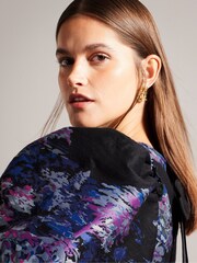 Ted Baker Black Jacquard Cropped Olliiey Top With Puff Sleeves - Image 4 of 6