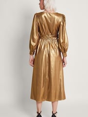 Monsoon Gold Gracie Bow Midi Dress - Image 2 of 5