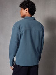 Denim Zip Through Premium Texture Jersey Shacket - Image 3 of 8