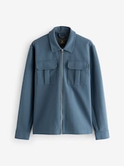 Denim Zip Through Premium Texture Jersey Shacket - Image 5 of 8