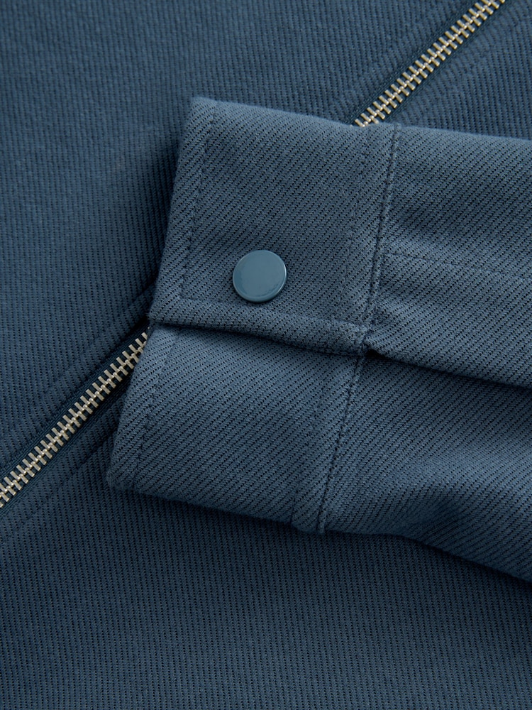 Denim Zip Through Premium Texture Jersey Shacket - Image 8 of 8