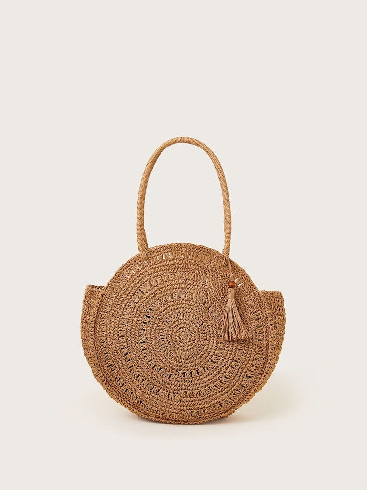 Monsoon Natural Round Metallic Raffia Bag - Image 1 of 3