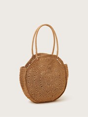 Monsoon Natural Round Metallic Raffia Bag - Image 2 of 3