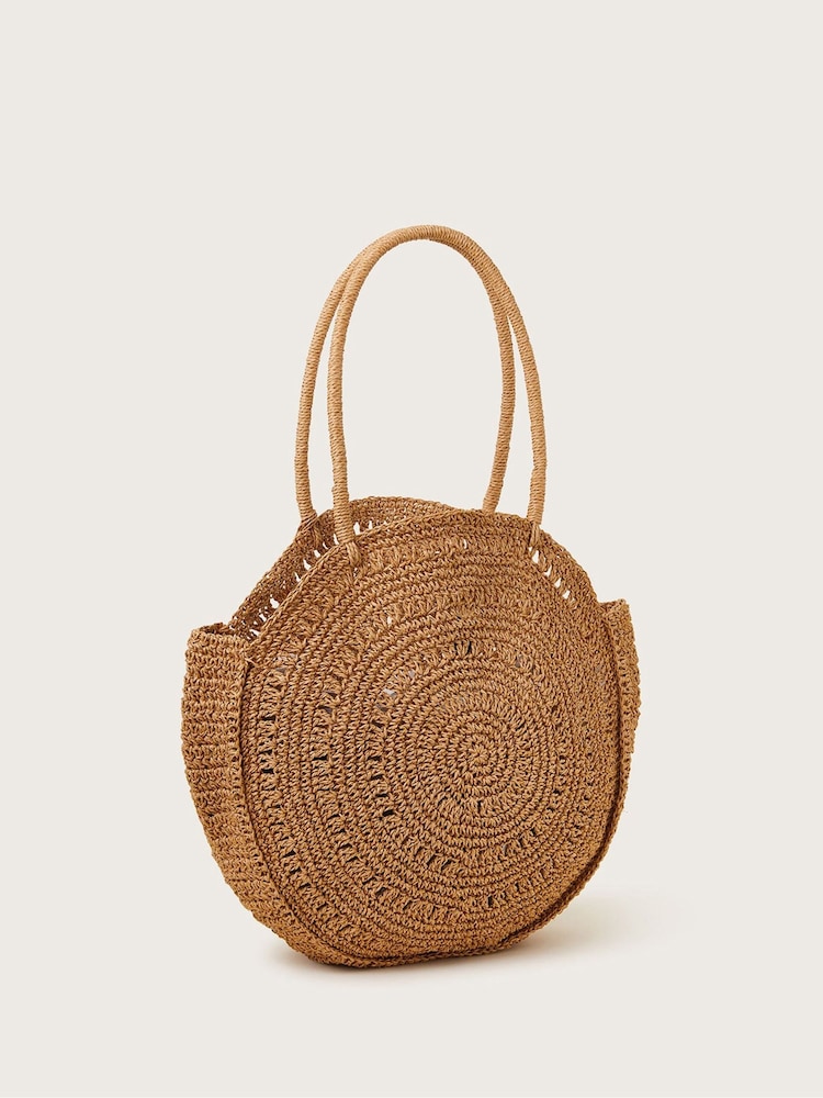 Monsoon Natural Round Metallic Raffia Bag - Image 2 of 3