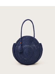Monsoon Blue Round Raffia Bag - Image 1 of 3