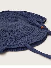 Monsoon Blue Round Raffia Bag - Image 3 of 3