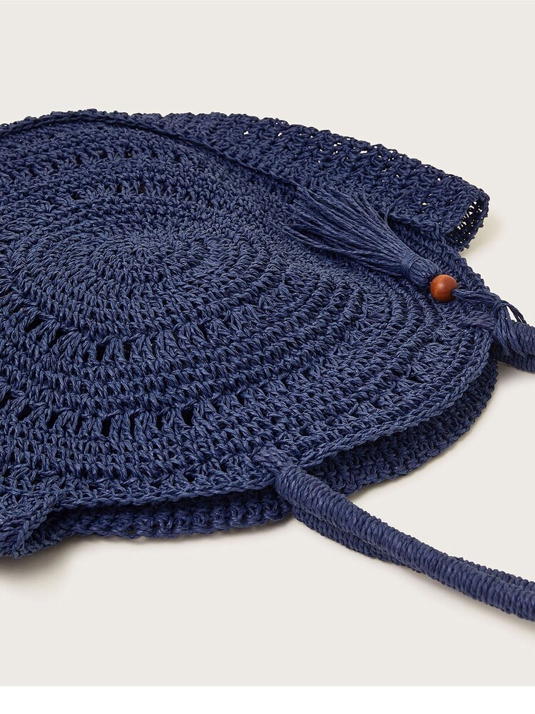 Monsoon Blue Round Raffia Bag - Image 3 of 3 Monsoon Blue Round Raffia Bag - Image 3 of 3