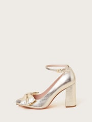 Monsoon Gold Cathy Bow Heeled Shoes - Image 2 of 4