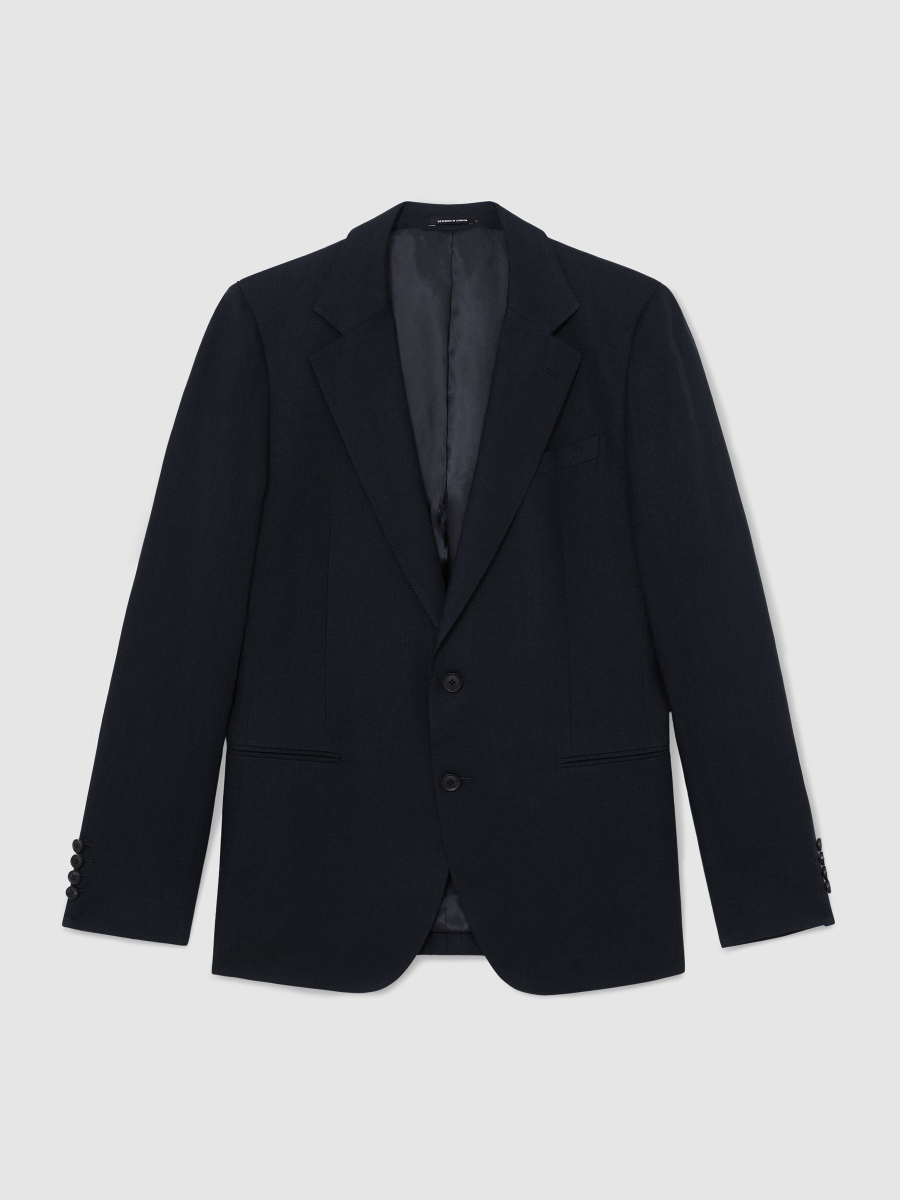 Buy Reiss Navy Kin Single Breasted Linen Blazer Tailored-Fit from the ...