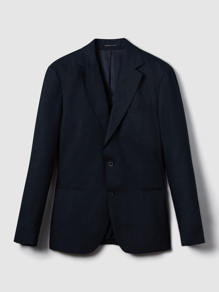 marine - Blazer Reiss Kin slim en lin coupe simple - Image 2 de 8