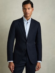 marine - Blazer Reiss Kin slim en lin coupe simple - Image 3 de 8