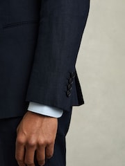 marine - Blazer Reiss Kin slim en lin coupe simple - Image 5 de 8