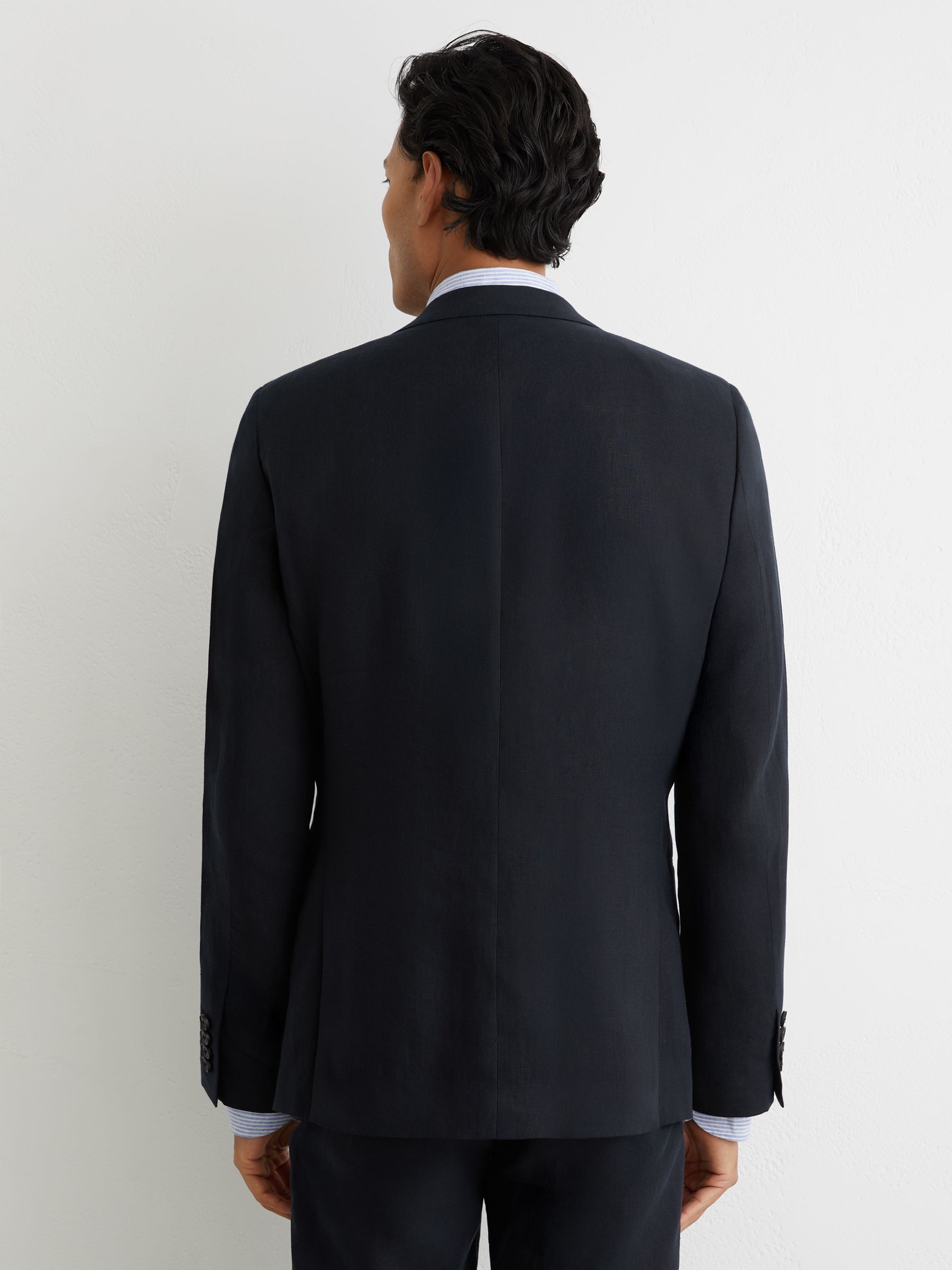 Buy Reiss Navy Kin Single Breasted Linen Blazer Tailored-Fit from the ...