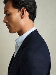 marine - Blazer Reiss Kin slim en lin coupe simple - Image 6 de 8
