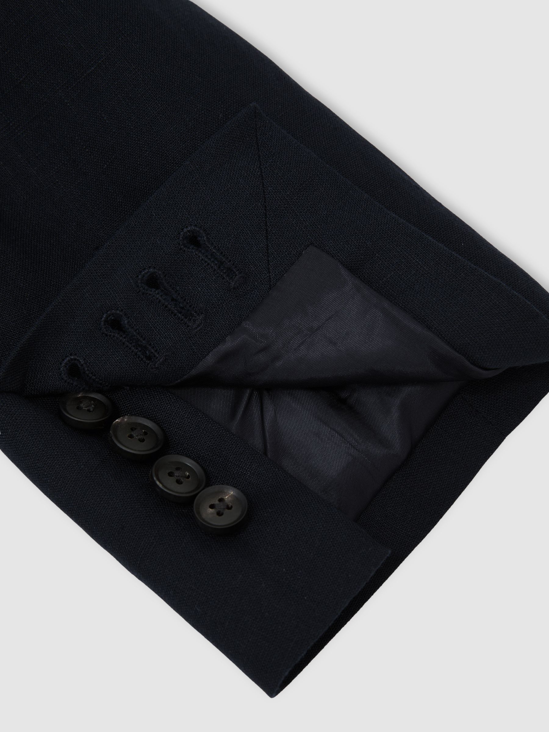 Buy Reiss Navy Kin Single Breasted Linen Blazer Tailored-Fit from the ...