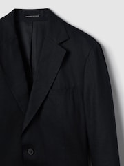 Reiss Navy Kin Slim Fit Single Breasted Linen Blazer - Image 9 of 9