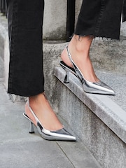 Linzi Silver Presley Stiletto Pointed Court Heels - Image 1 of 5