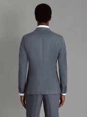 Reiss Airforce Blue Kin Single-Breasted Linen Suit Blazer Slim Fit - Image 5 of 7